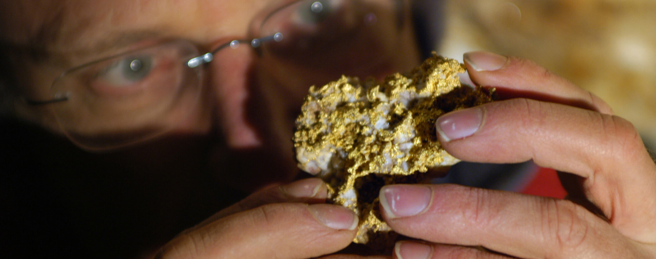 Michael Wachtler holds a gold find in his hand